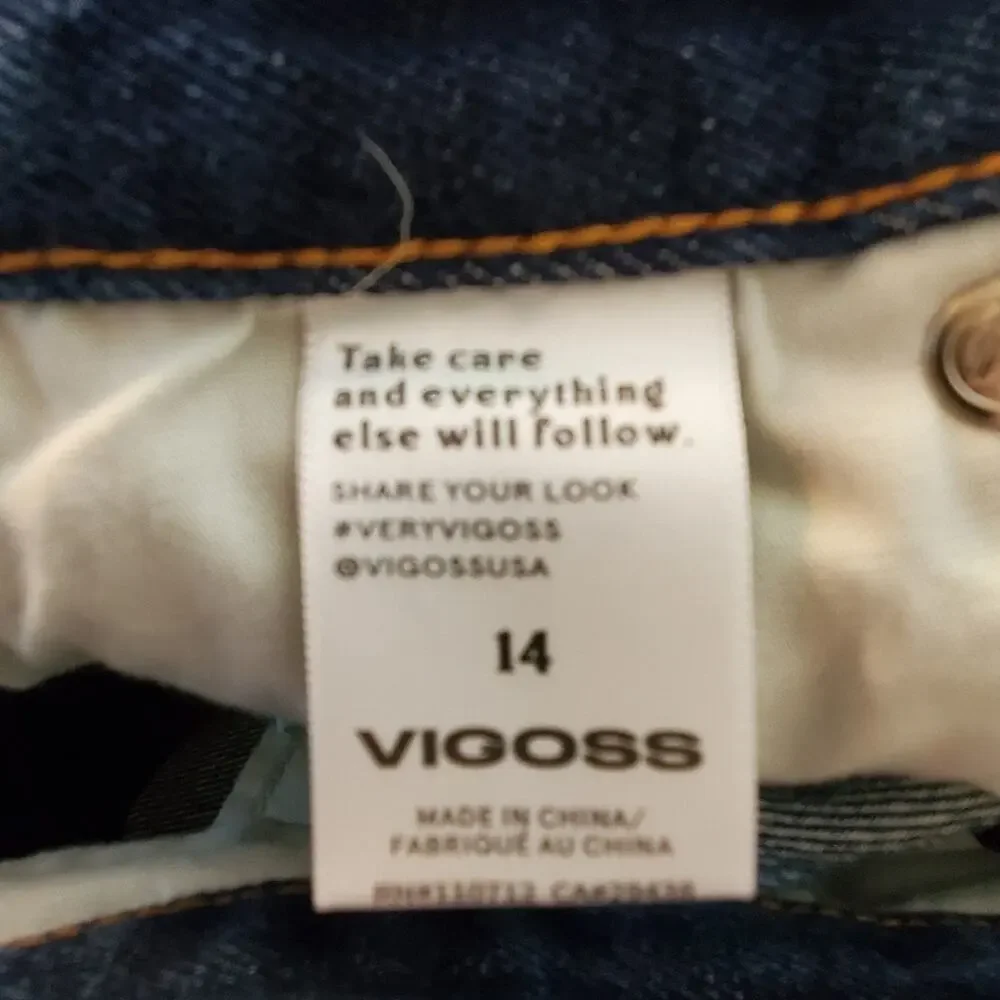 VIGOSS Royce 70's Stovepipe Crop  Medium wash Denim  Size 14 New with tags